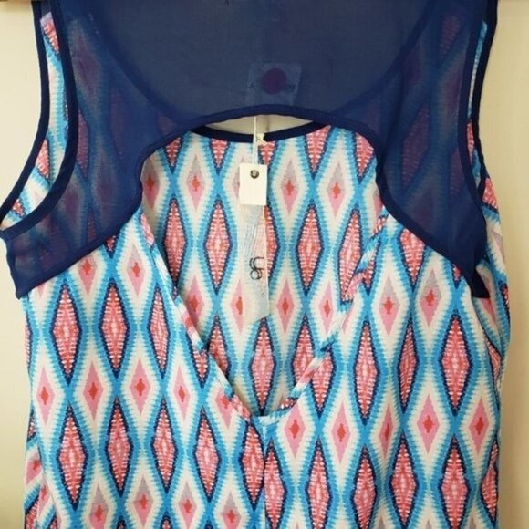 NWT Ya Los Angeles | Open Back Print Tank Blouse Size Medium - Picture 4 of 5